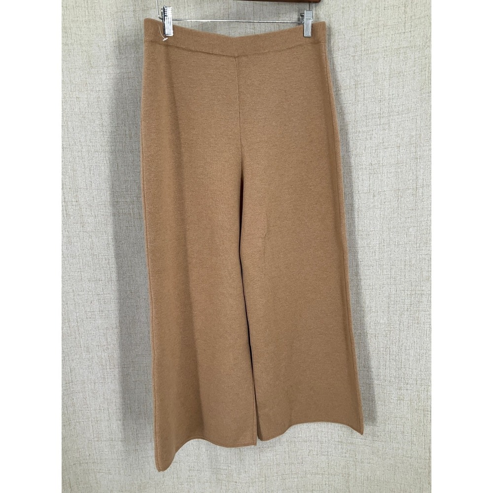 J.Crew Sweater Pants Sz M Tan Merino Wool Blend Wide Leg Minimalist Neutral NEW